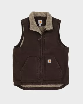 00s Carhartt Fleece Lined Brown Gilet - S