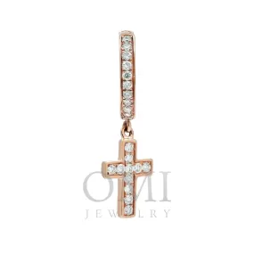 14K GOLD DIAMOND DANGLING CROSS EARRINGS 0.55 CTW