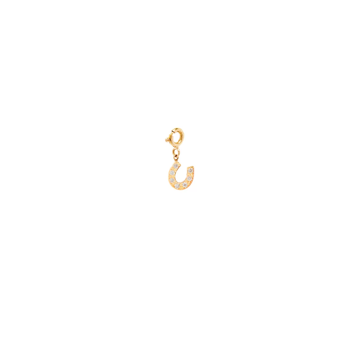 14k Single Midi Bitty Pavé Diamond Horseshoe Charm