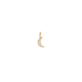 14k Single Midi Bitty Pavé Diamond Moon Charm