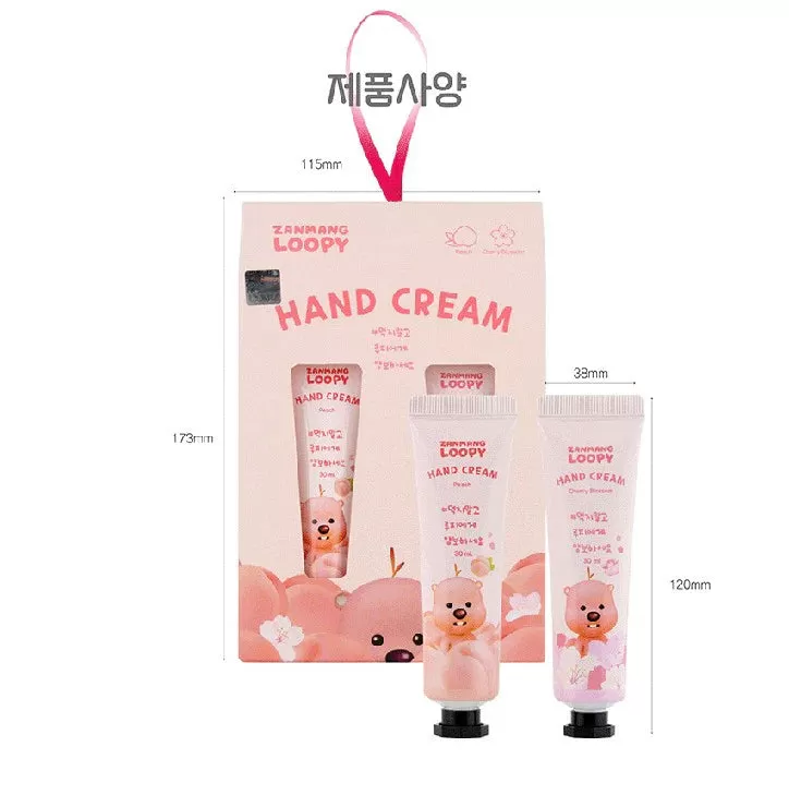 2 SET Zanmang Loopy Character Hand Creams Cute Small Gifts 30ml 2 pieces Peach Cherry Blossom Scent