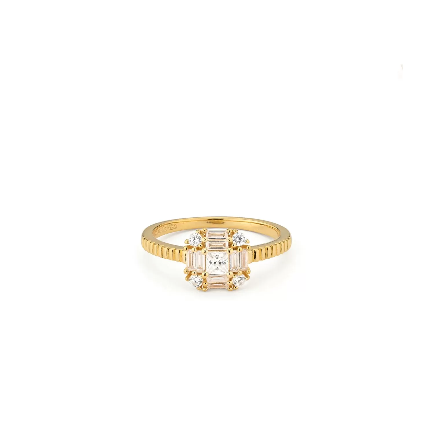 24Kae Square Sparkle CZ Ring, Gold