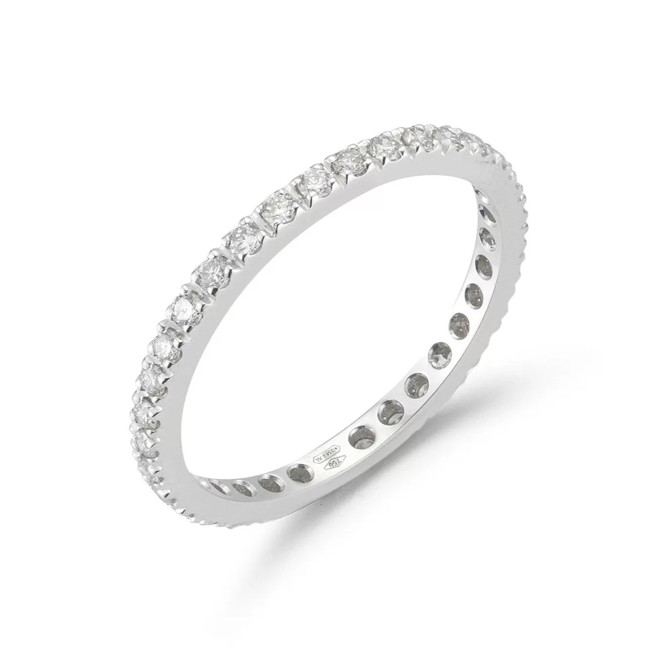 A & Furst - France Eternity Band Ring with White Diamonds all around, French-set, 18k White Gold