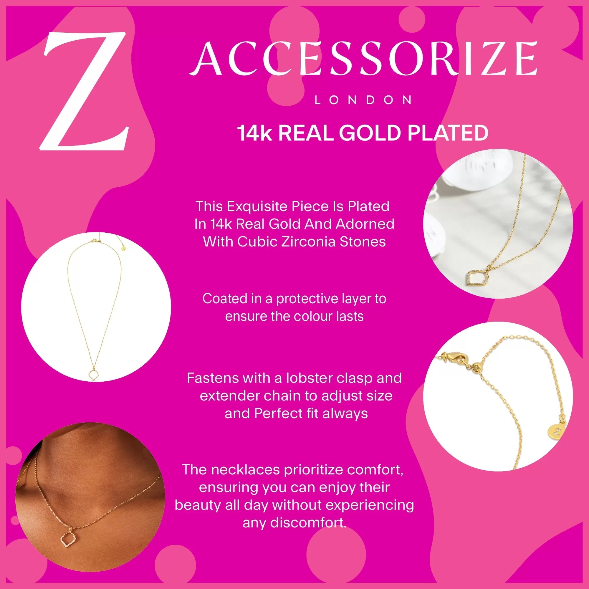 Accessorize London Women's Z Real Gold-Plated Cubic Zirconia Pendant Set Necklace