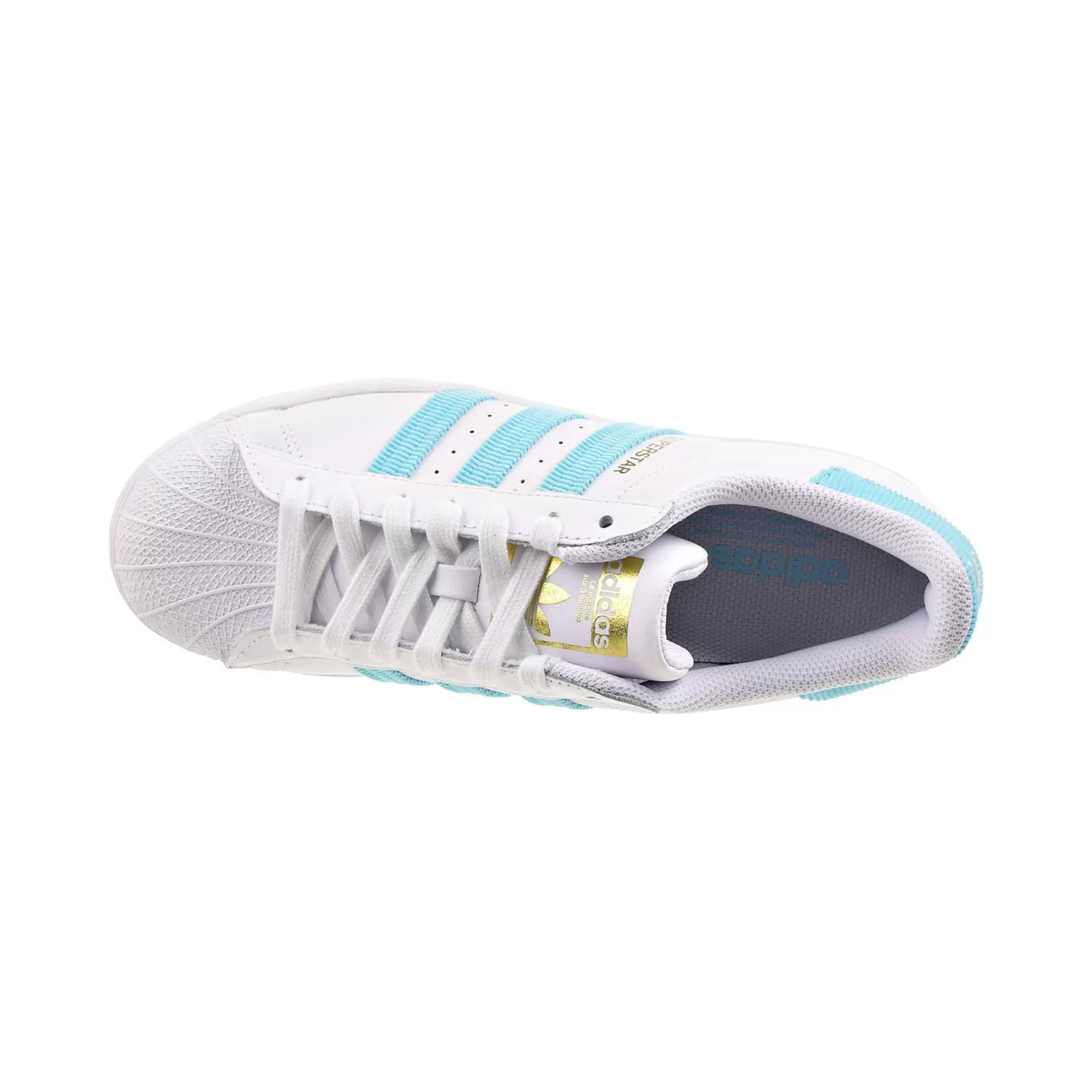 Adidas Superstar Men's Shoes Cloud White-Pulse Aqua-Gold Metallic