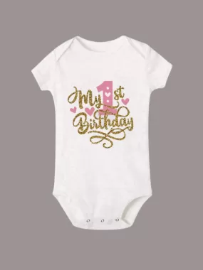 Adorable "My 1st Birthday" Baby Girl Romper - Princess Bodysuit