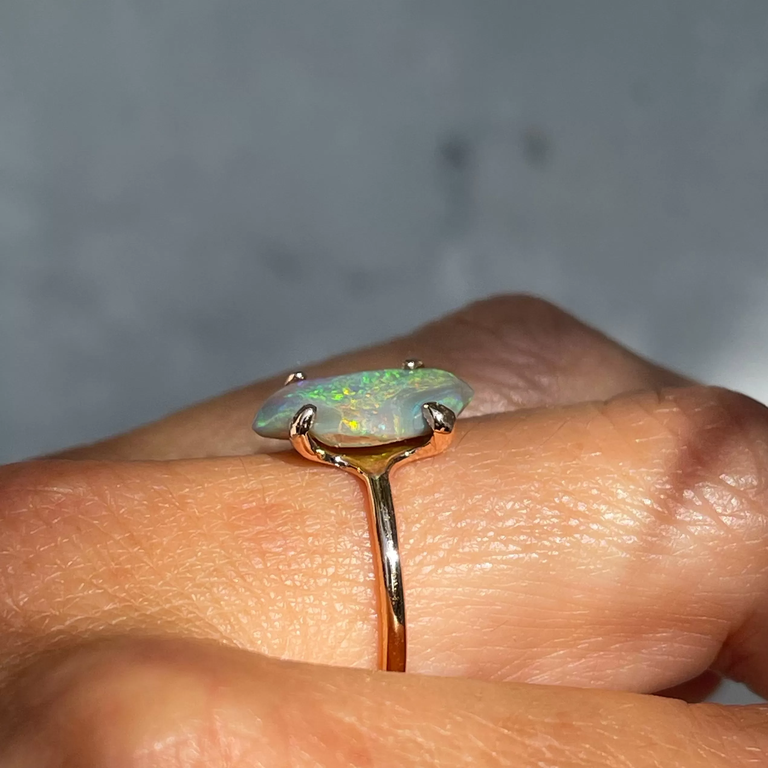 Alluvial Bloom Opal and Emerald Ring