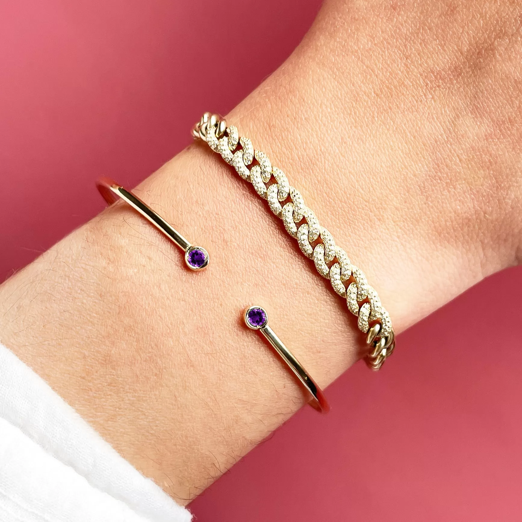 Amethyst Open Cuff Bangle