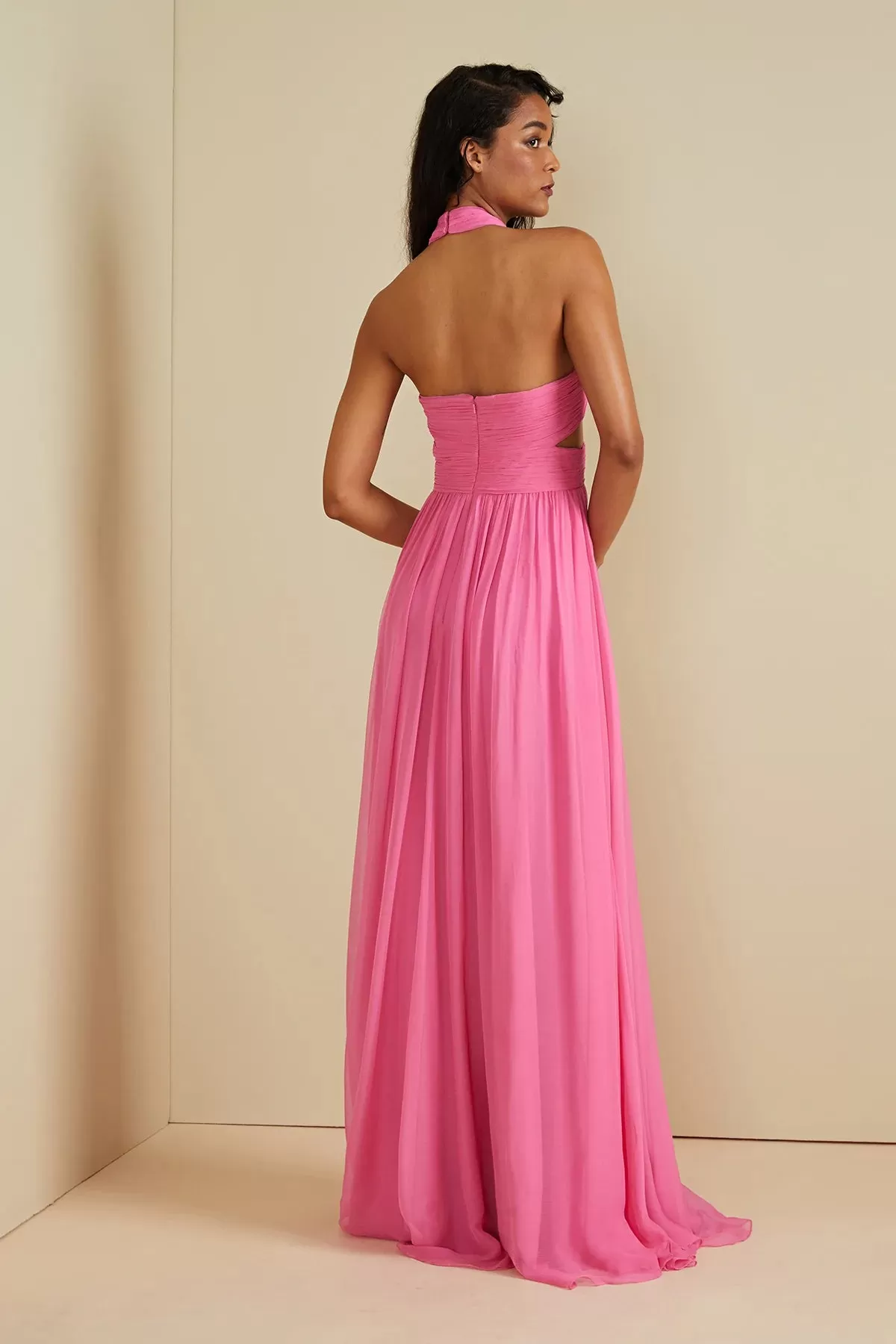 AMUR Paula Criss Cross Halter Gown