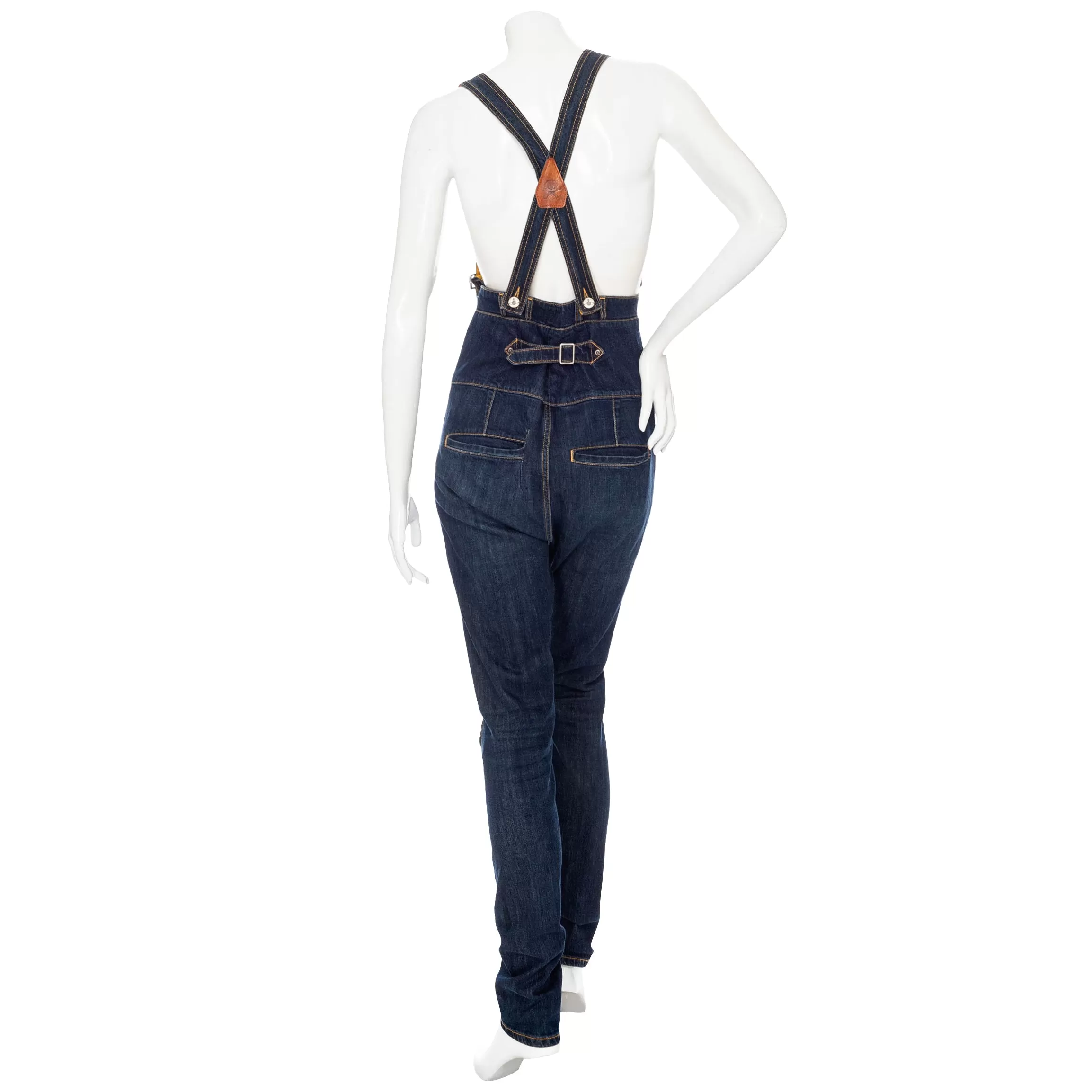 Anglomania Denim and Squiggle Print High-Waisted Detachable Overalls