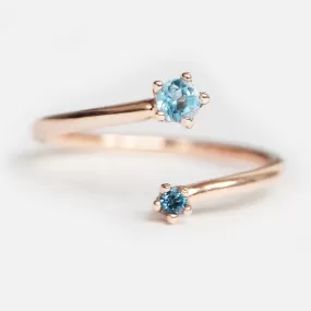 Aquamarine Blue Topaz Open Cuff Ring Kenna