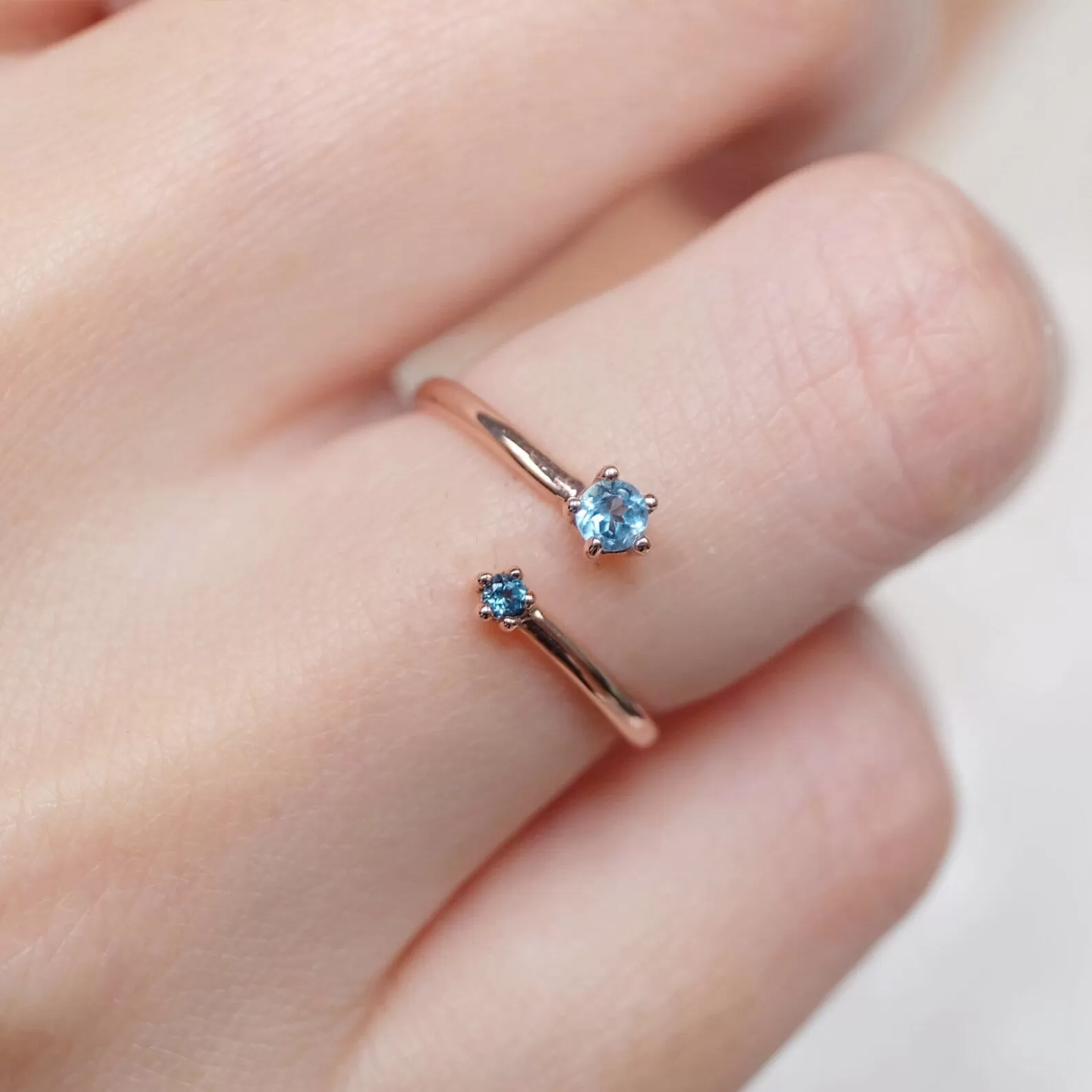 Aquamarine Blue Topaz Open Cuff Ring Kenna