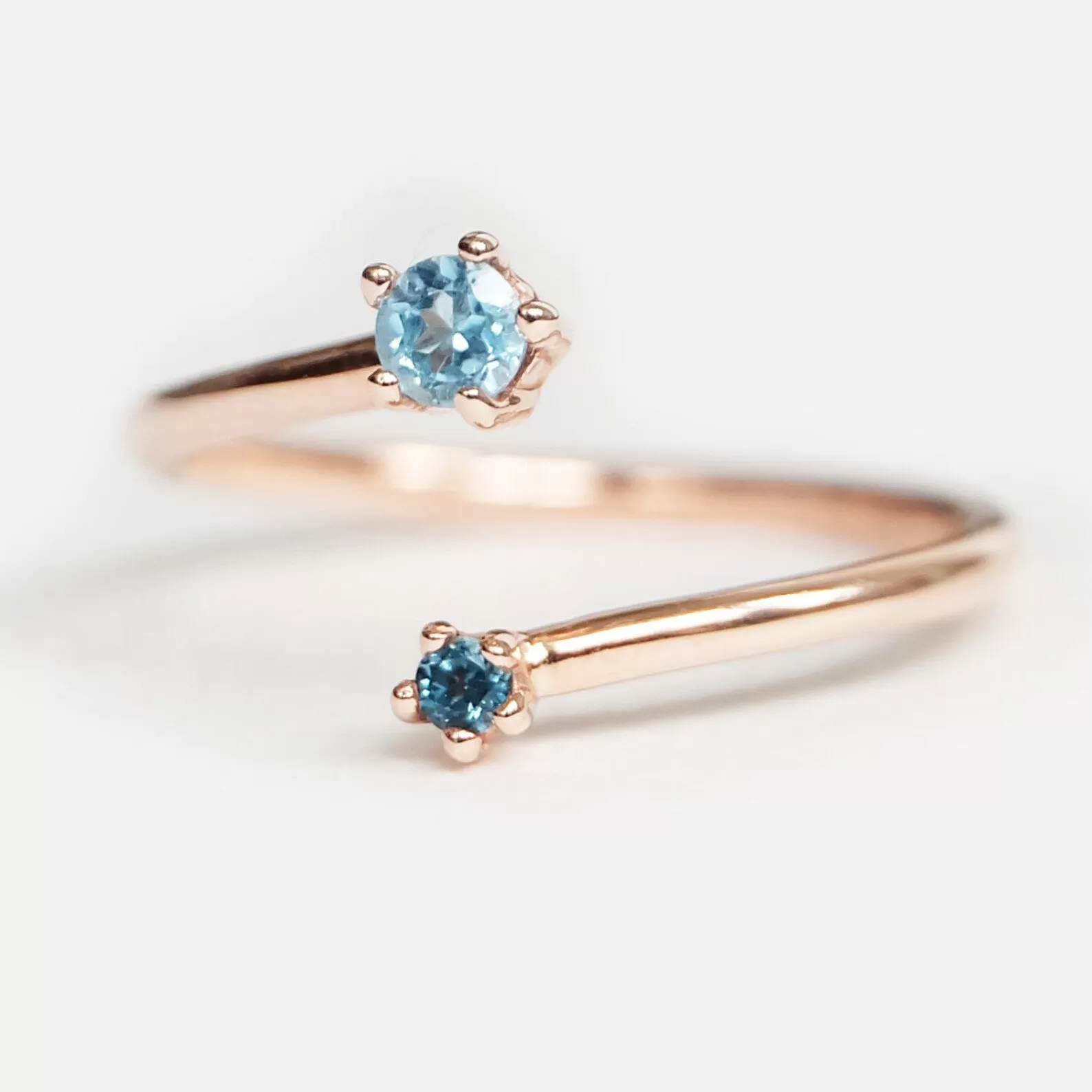 Aquamarine Blue Topaz Open Cuff Ring Kenna