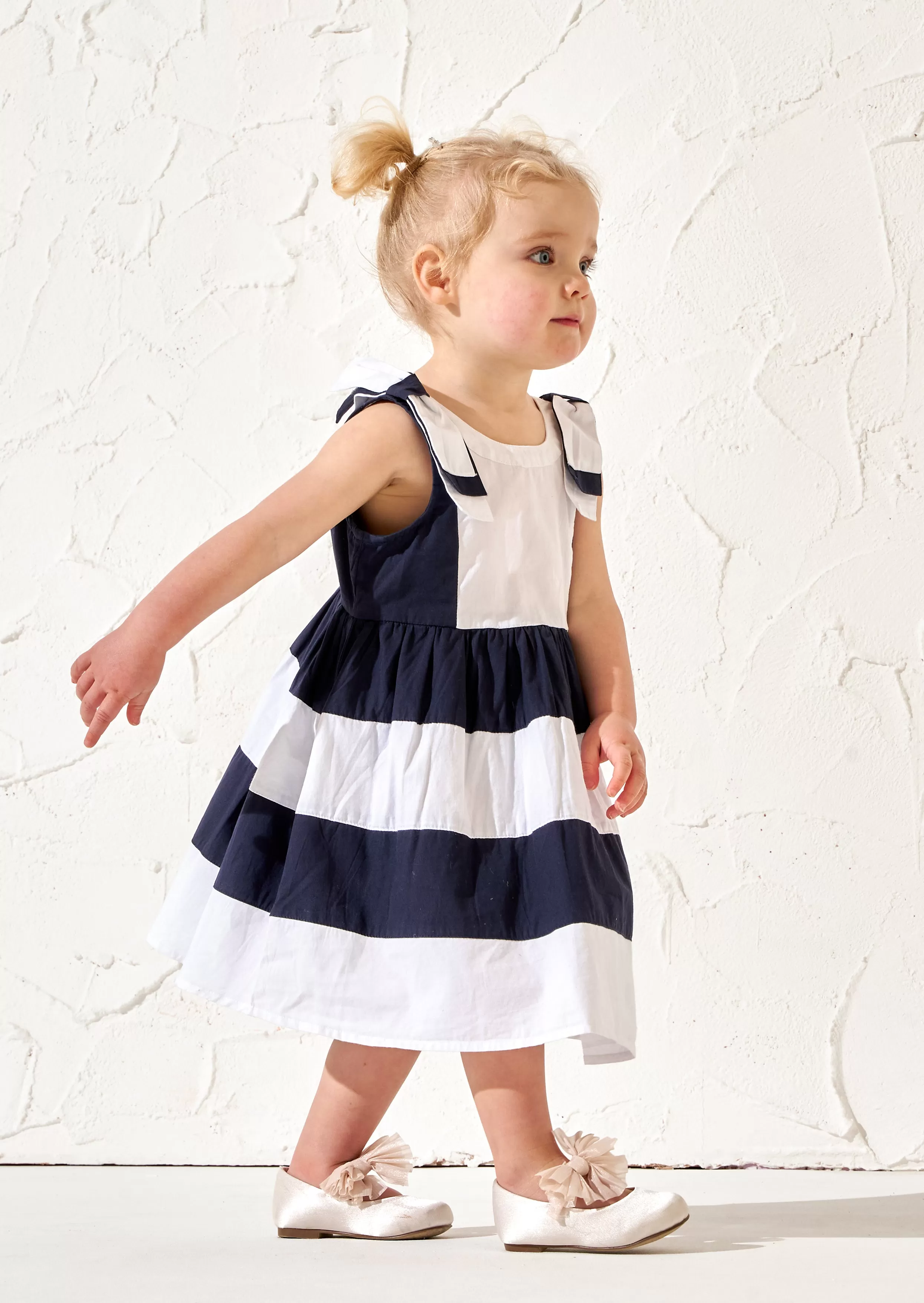 Avery Navy Bow Shoulder Dress