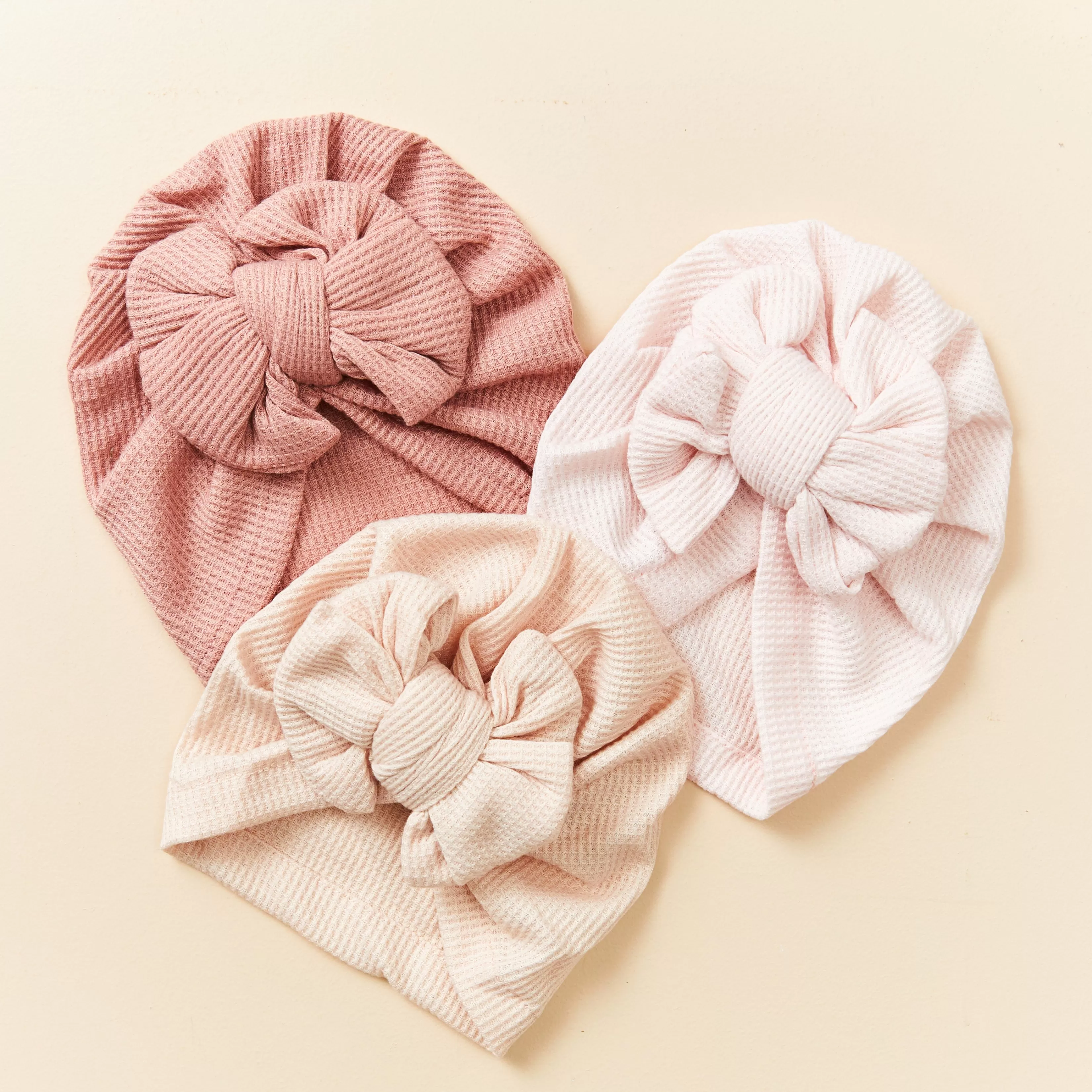 Baby Girl Waffle Bow Turban in Flamingo