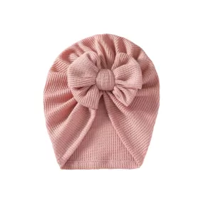 Baby Girl Waffle Bow Turban in Flamingo