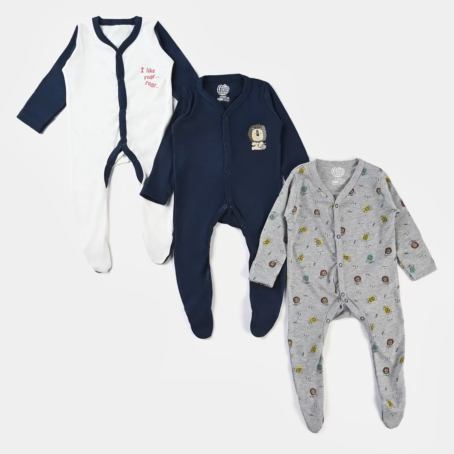 Baby unisex romper pack of 3 lion