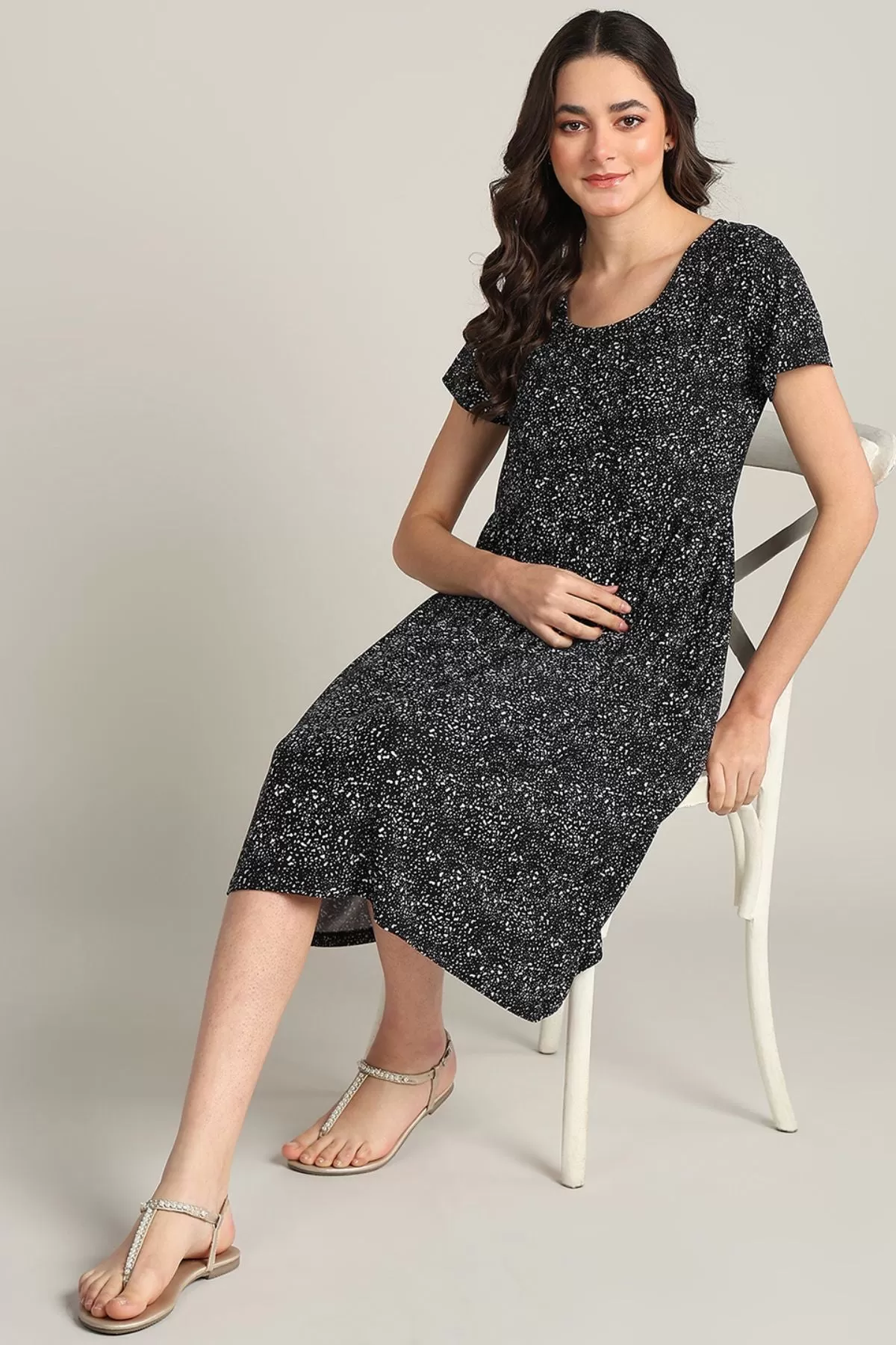 Black Maternity Zipless Feeding Dress