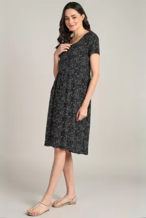 Black Maternity Zipless Feeding Dress