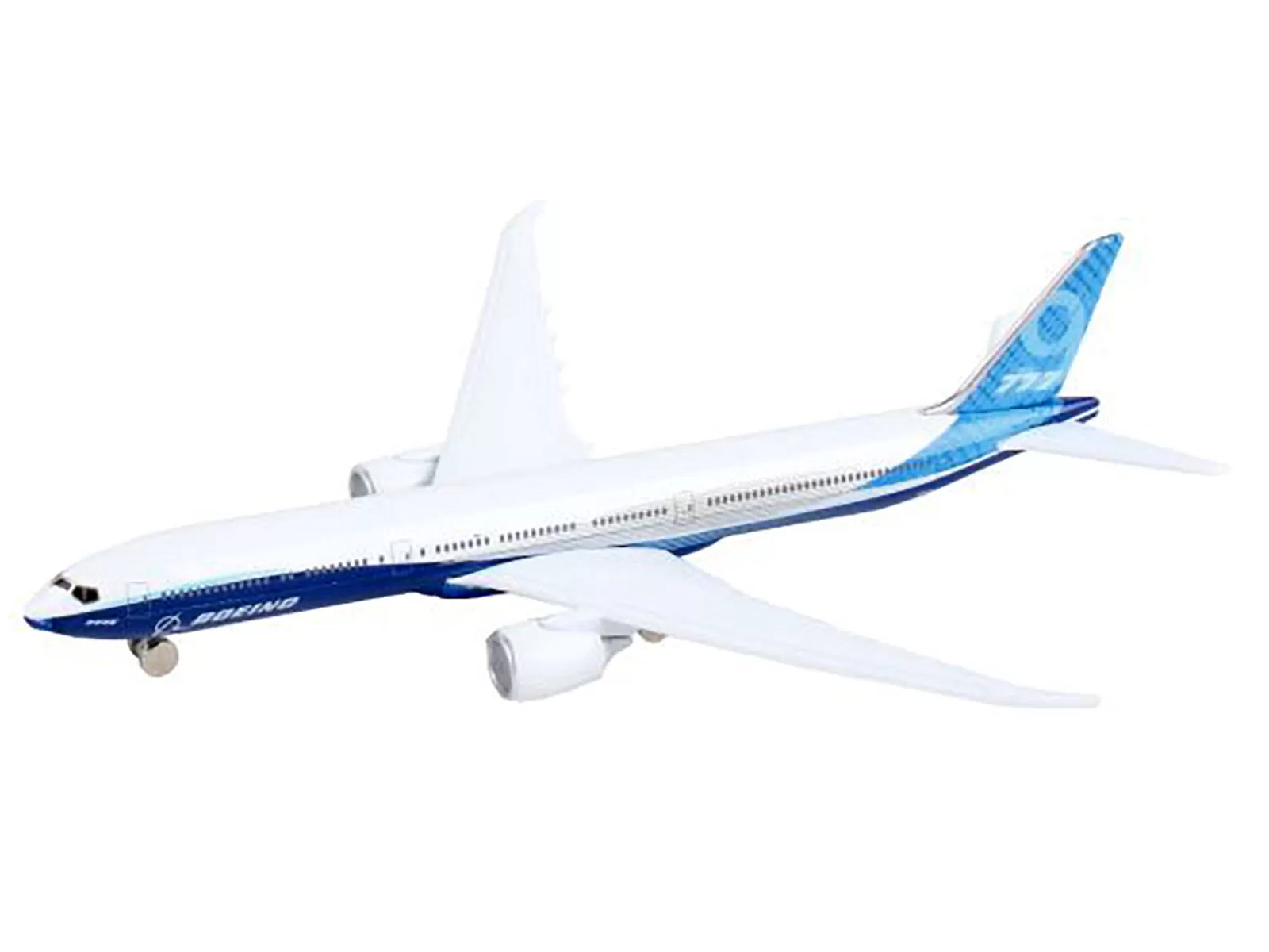 Boeing 777X Commercial Aircraft Corporate Livery White and Blue Diecast Model Airplane by Daron