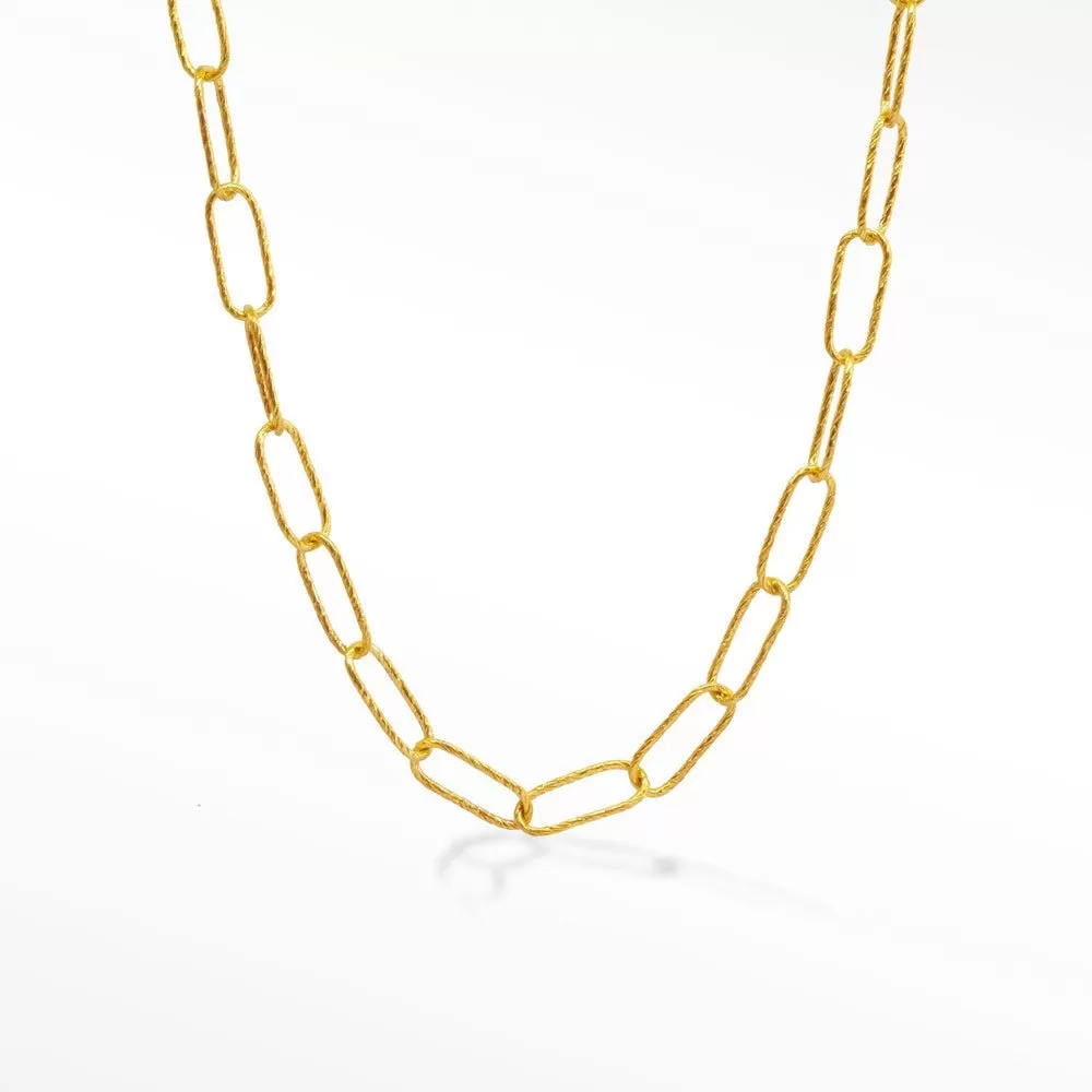 Bold Textured Paperclip Gold Vermeil Chain