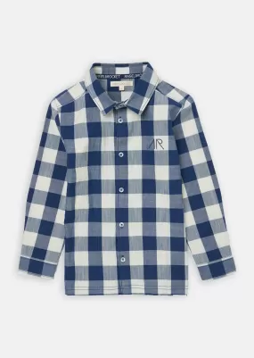 Boys Checked Full Sleeves Blue Shirt