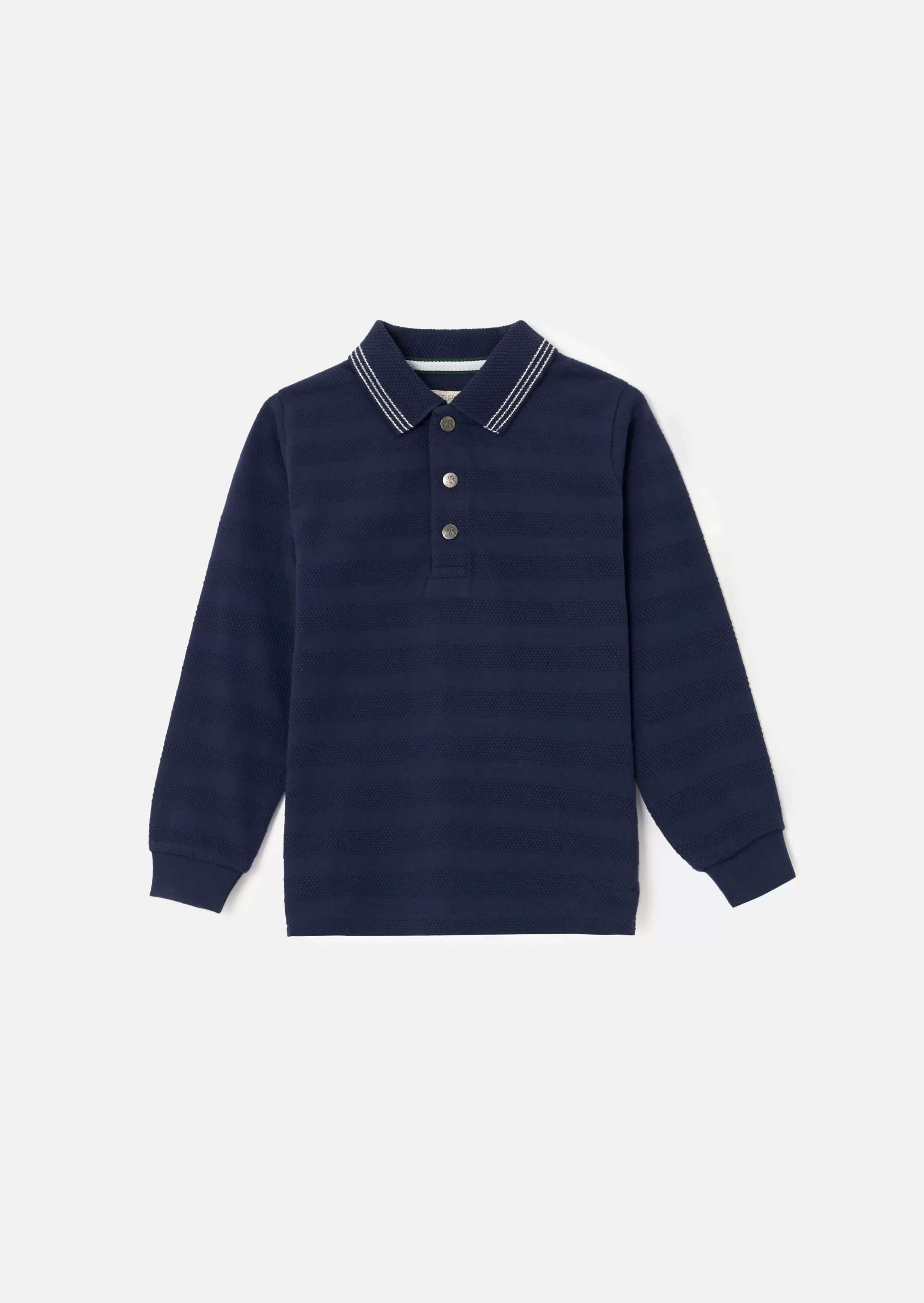 Caleb Blue Textured Stripe Polo