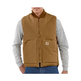 Carhartt Men's Rib Collar Insulated Relaxed Fit Firm Duck Vest - Carhartt Brown