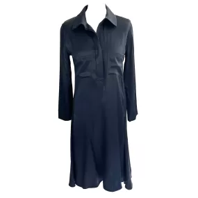 Celine Phoebe Philo Navy Silk Satin Shirtdress M