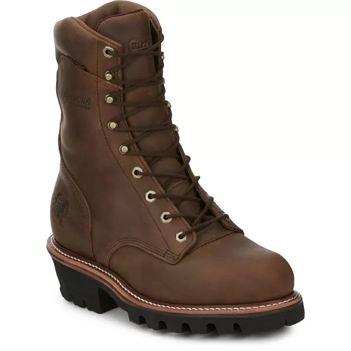 Chippewa Men's 9 Steel Toe WP Ins Logger Work Boot - Brown - 59405