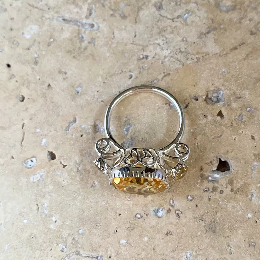 Citrine Cushion Cut Gemstone Ring - Celeste