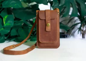 Crossbody Phone Bag | Handcrafted in brown, black leather