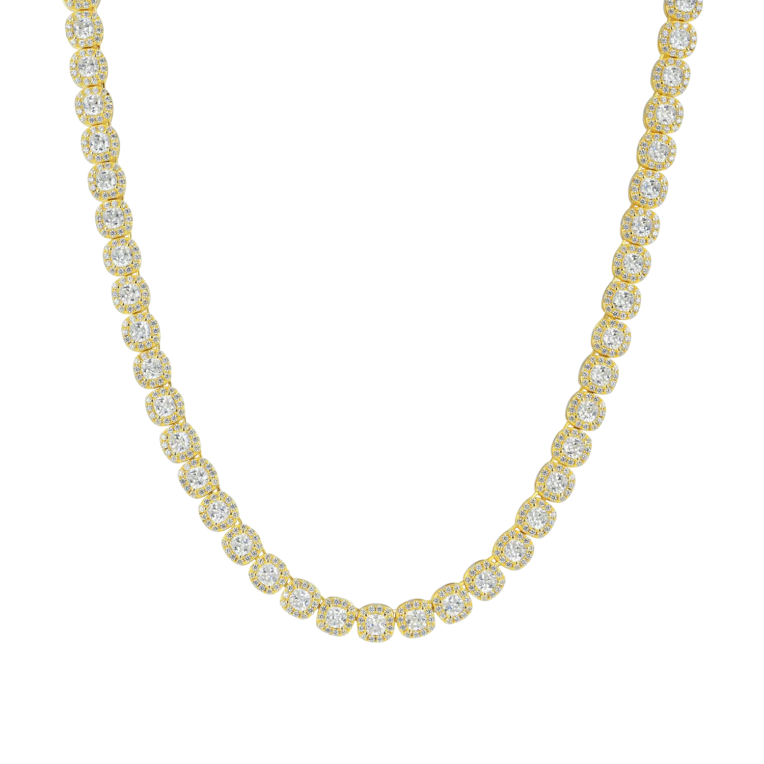 Cushion-Cut Clustered Tennis Chain - 7mm