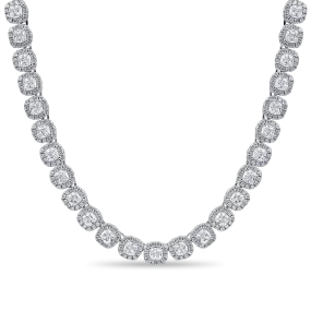 Cushion-Cut Clustered Tennis Chain - 7mm