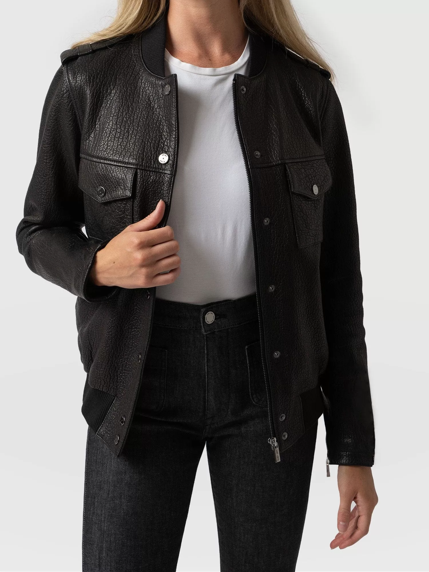 Delphi Leather Bomber Jacket - Black