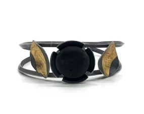 Domed Rock Gold Leaf Cuff Bracelet