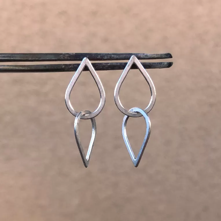 Double droplet earrings in sterling silver