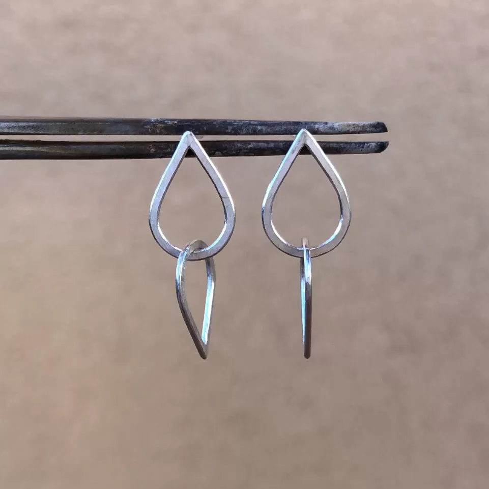 Double droplet earrings in sterling silver