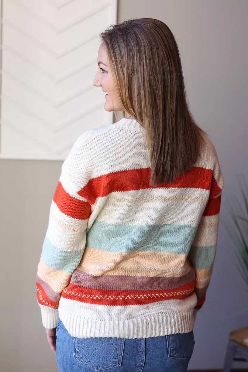 Drop Shoulder Striped Colorblock Sweater • S, M, XL