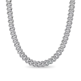 Emerald Cut Prong Cuban Link Chain - 12mm