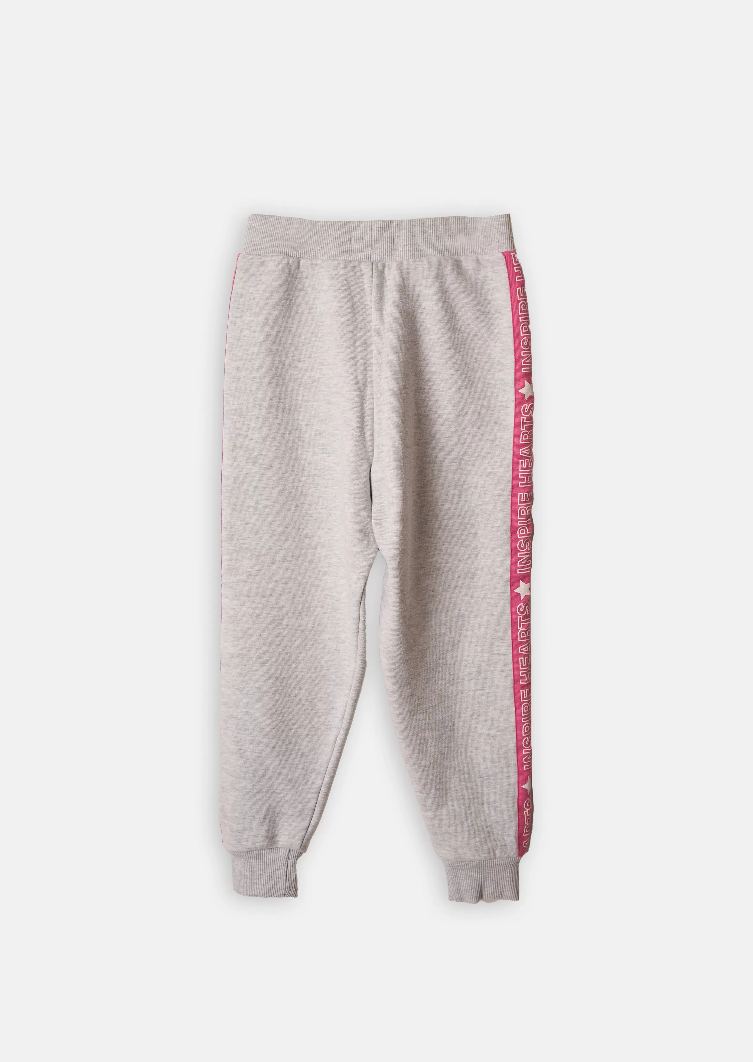 Girls Grey Side Stripe Joggers