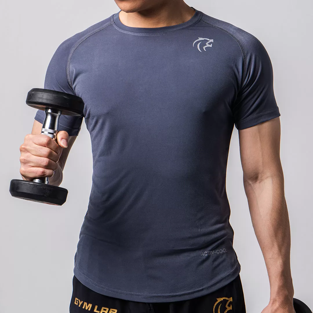 Gymlab Regular Fit Gym T-Shirt Tee with Gymlab Technology Korea - Silver logo