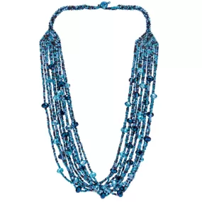 Hand Beaded Necklace - Shimmering Blue