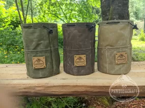 Handcrafted Waxed Canvas Cedar Bucket Bag with Outside Pockets