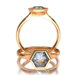 Hexagon Bezel Signet Solitaire Engagement Ring - Setting only