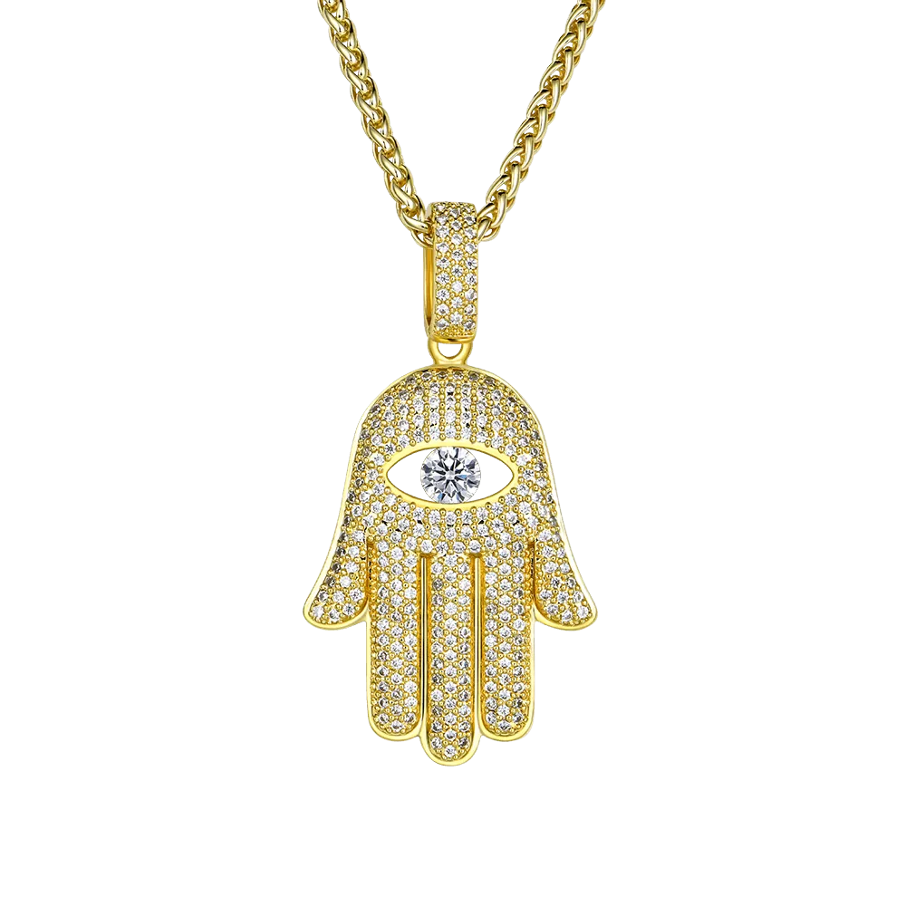 Iced Hamsa Pendant