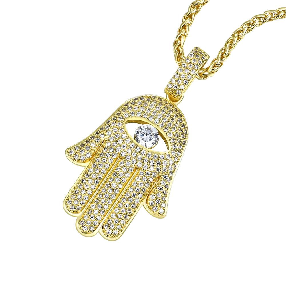 Iced Hamsa Pendant