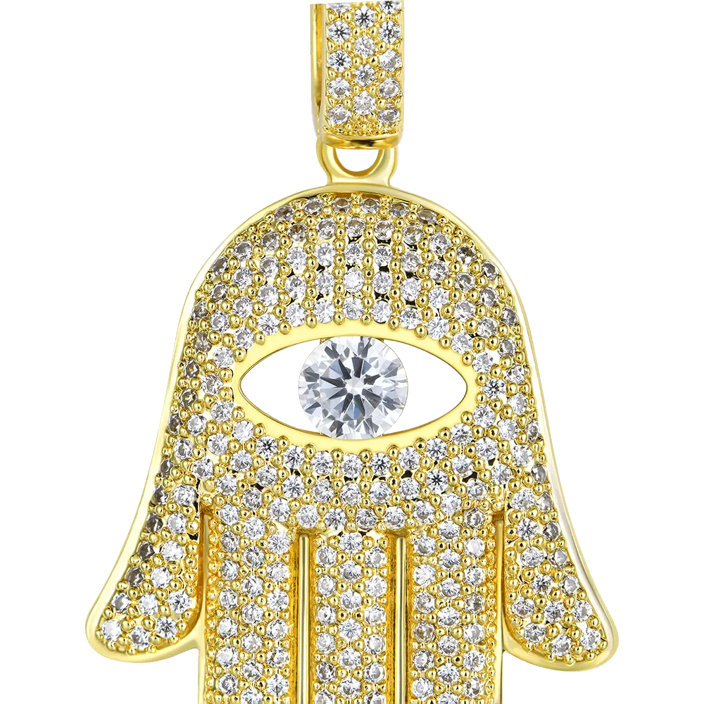 Iced Hamsa Pendant