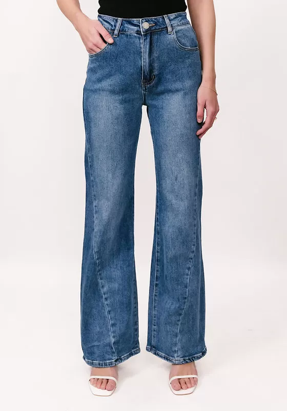 Jade Stretch High Rise Flare Leg Denim Jeans - Blue