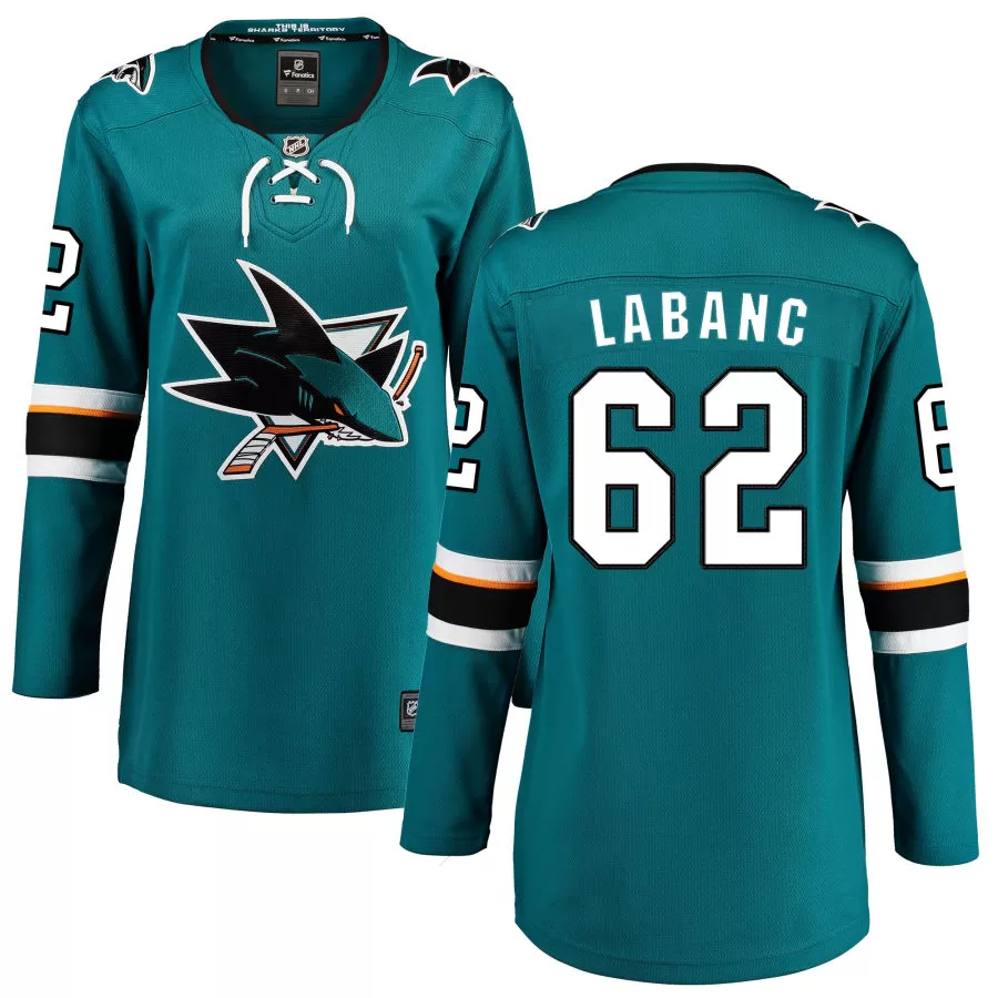 Kevin Labanc San Jose Sharks Fanatics Branded Women's 2021/22 Home Breakaway Jersey - Teal